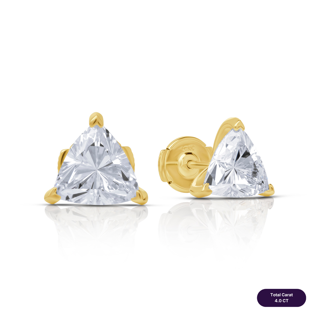 Solitaire Stud Lab Diamond Earrings Trilliant