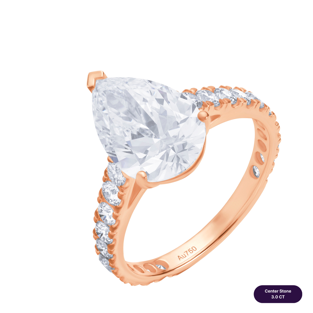 Solitaire Pave Lab Diamond Ring Pear