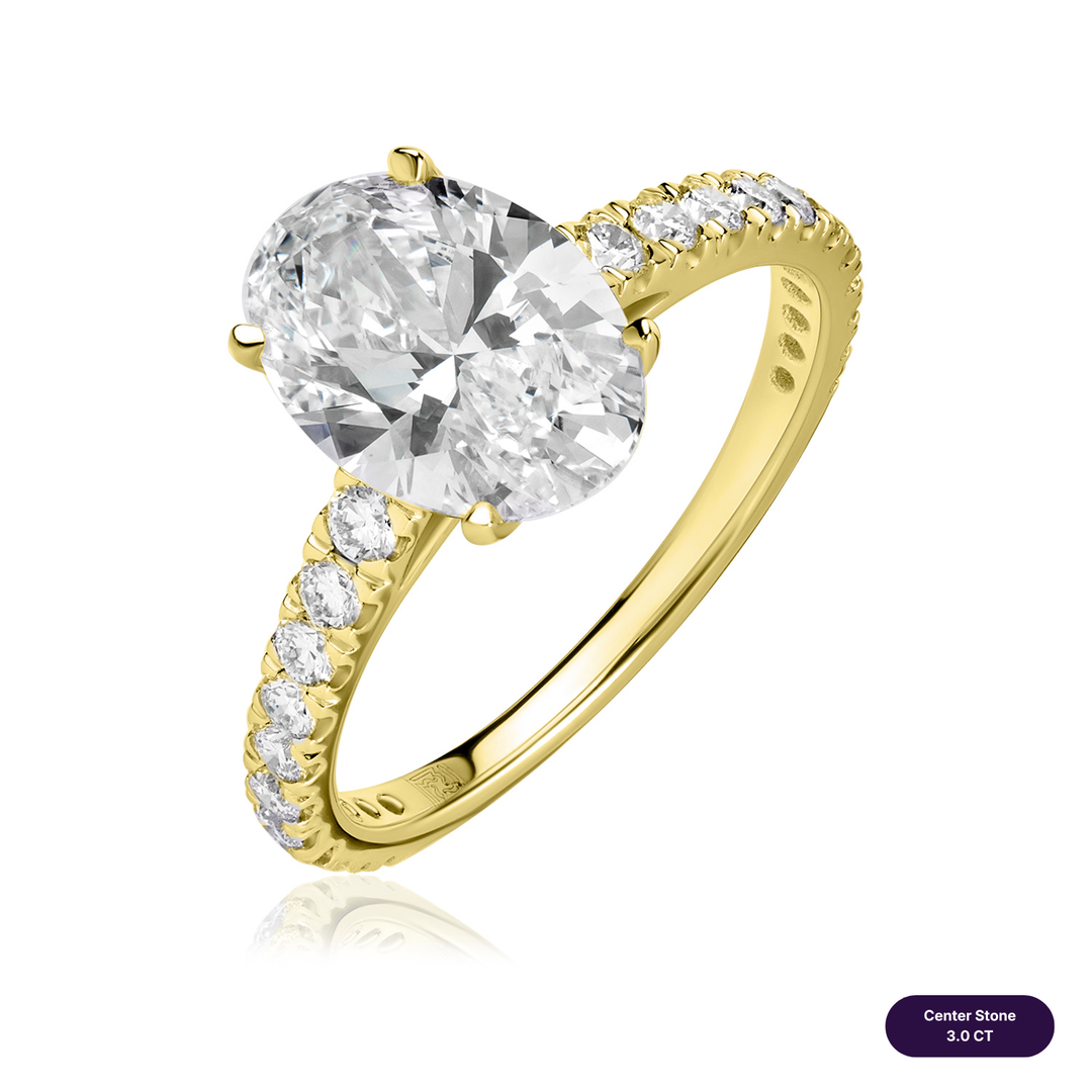Solitaire Pave Lab Diamond Ring Oval