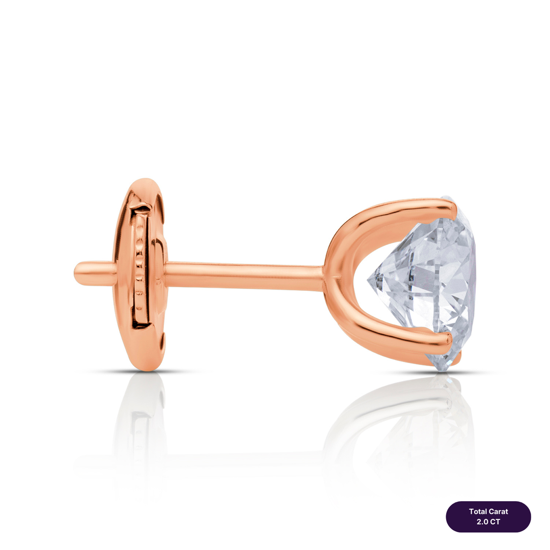 Solitaire Stud Lab Diamond Earrings Round