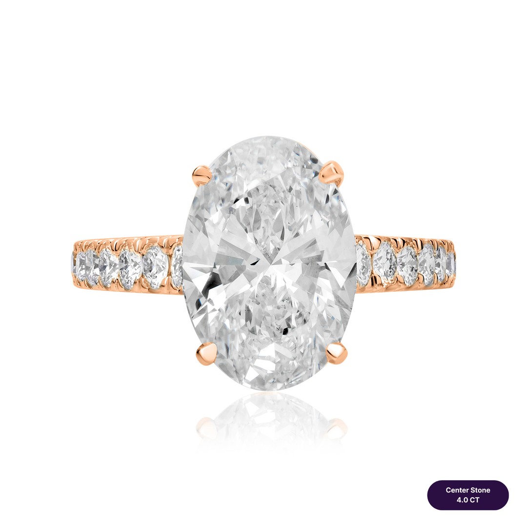 Solitaire Pave Lab Diamond Ring Oval