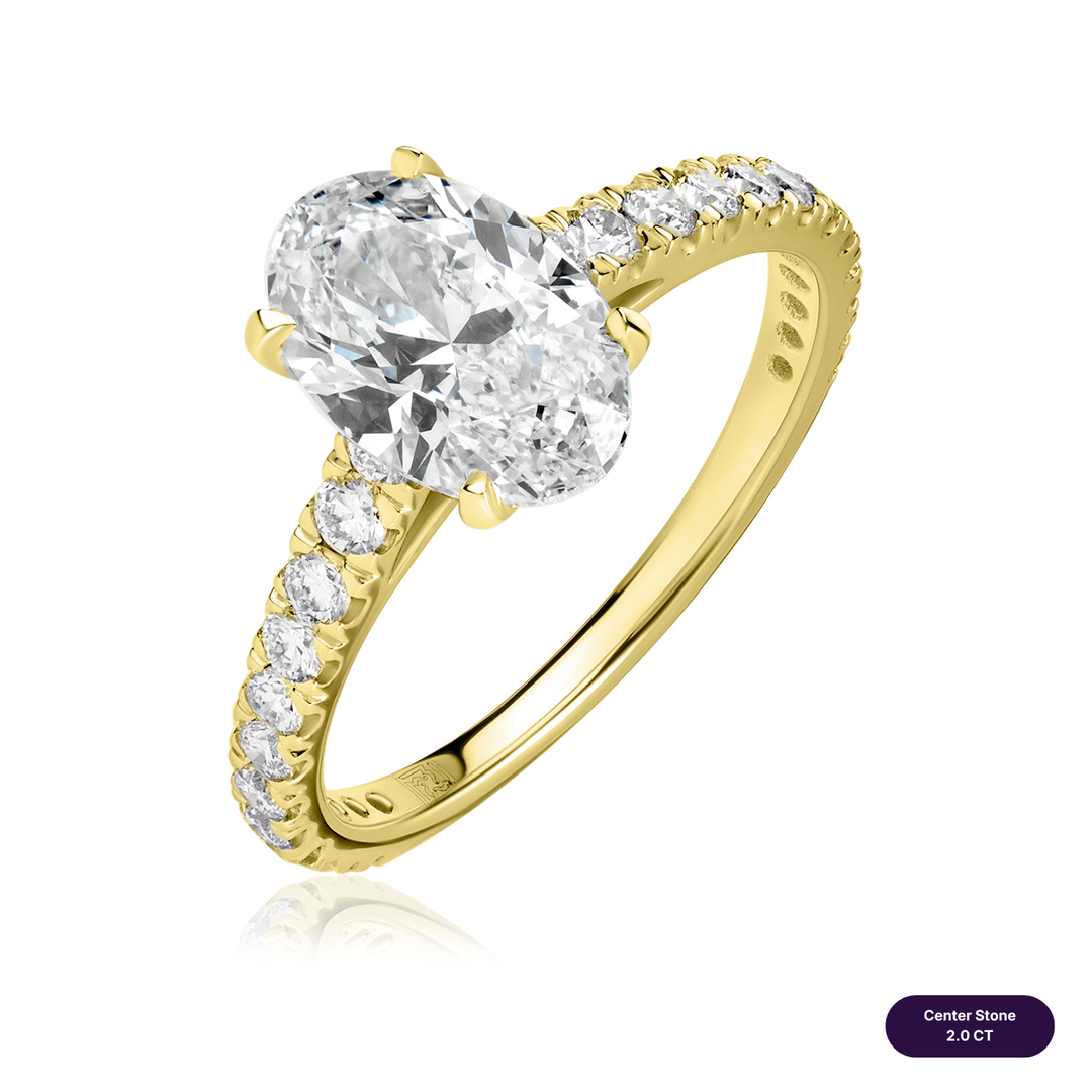 Solitaire Pave Lab Diamond Ring Oval