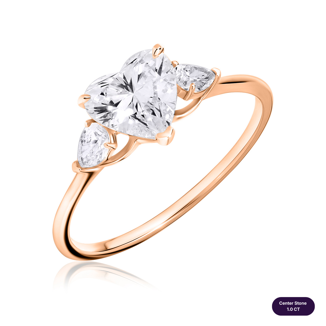 Three-Stones Lab Diamond Ring Heart