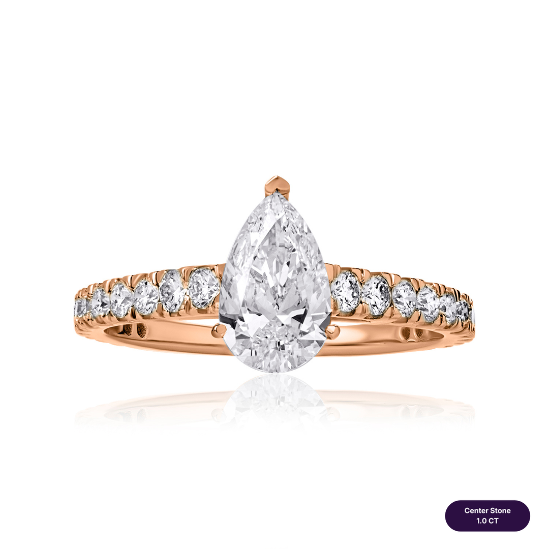 Solitaire Pave Lab Diamond Ring Pear