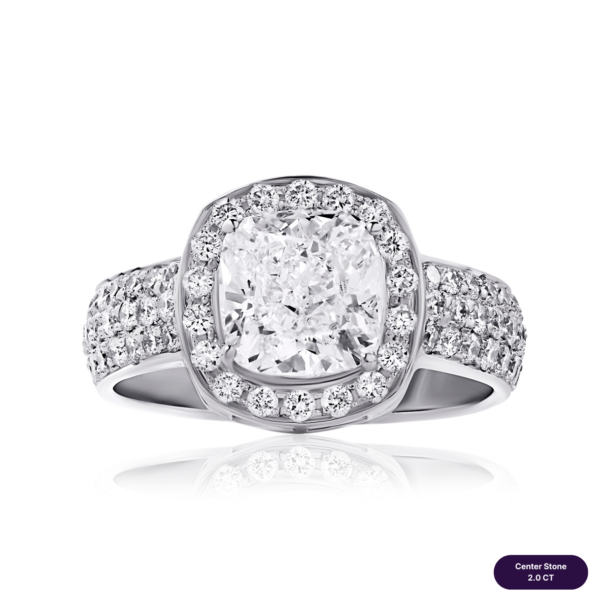 Solitaire pave lab diamond ring square cushion