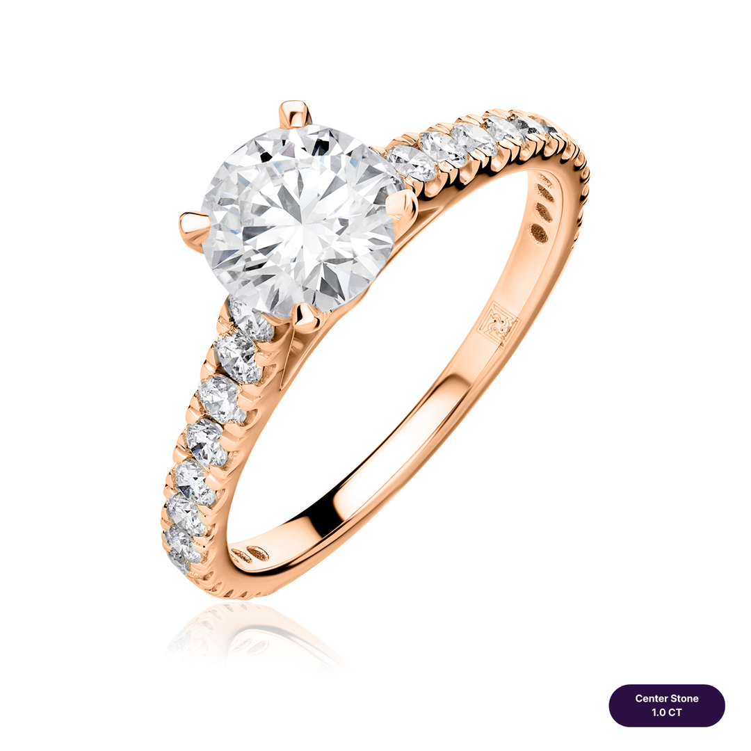 Solitaire Pave Lab Diamond Ring Round