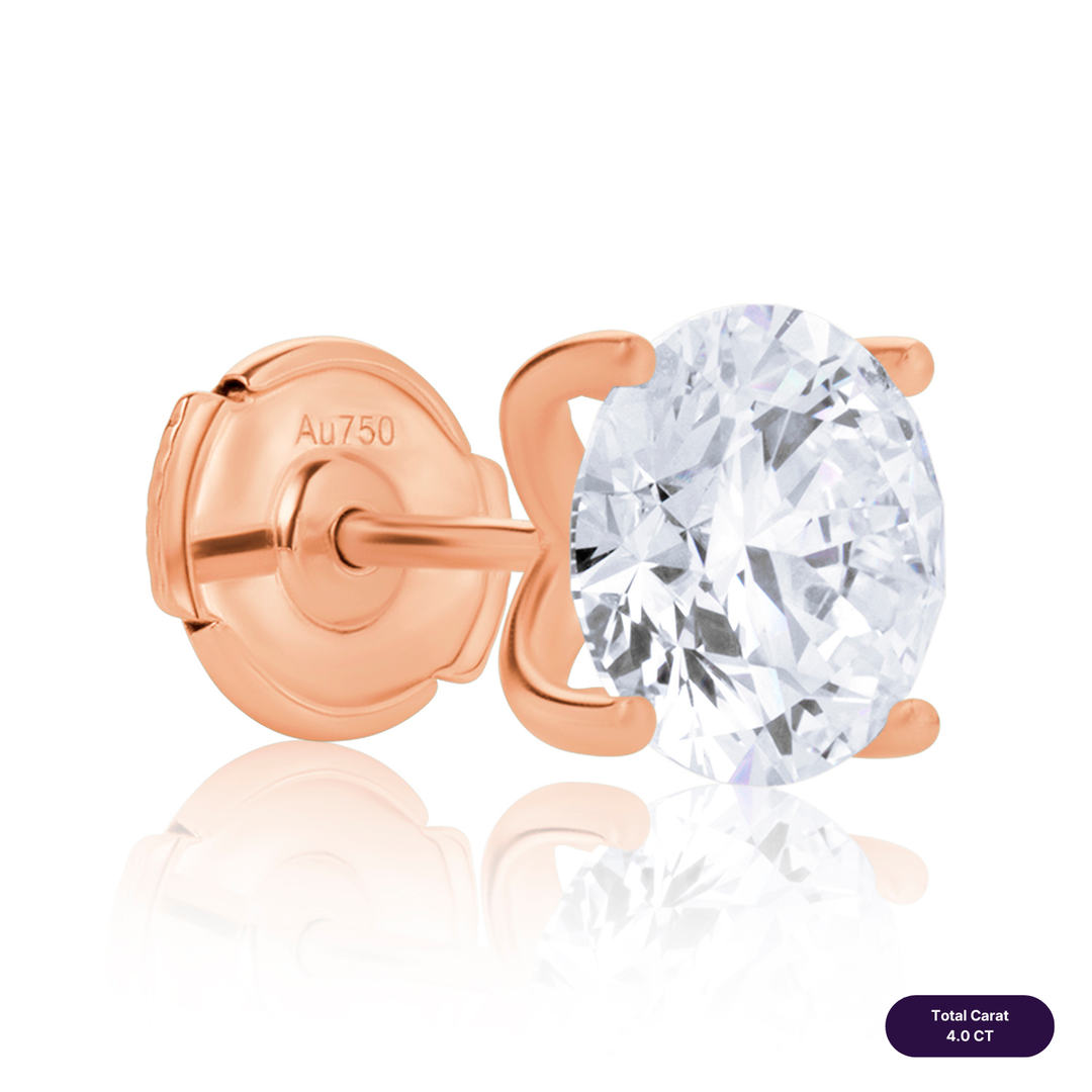 Solitaire Stud Lab Diamond Earrings Round