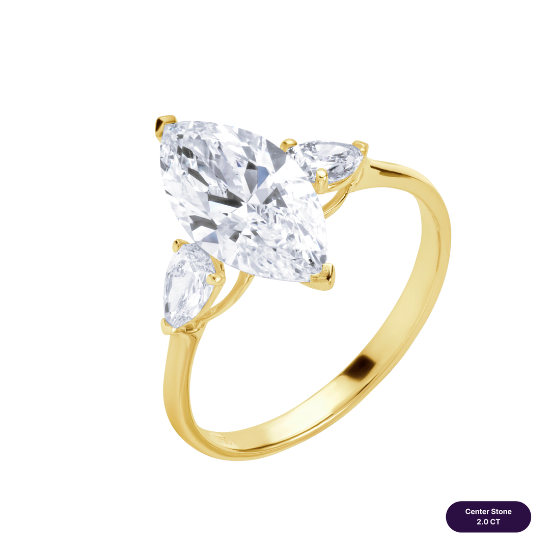 Three-Stones Lab Diamond Ring Marquise