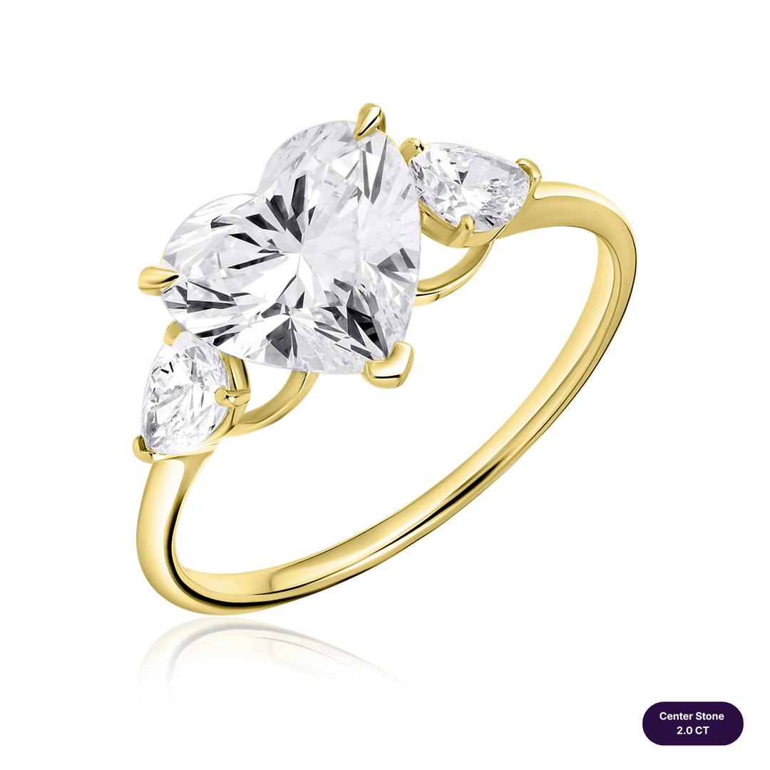 Three-Stones Lab Diamond Ring Heart