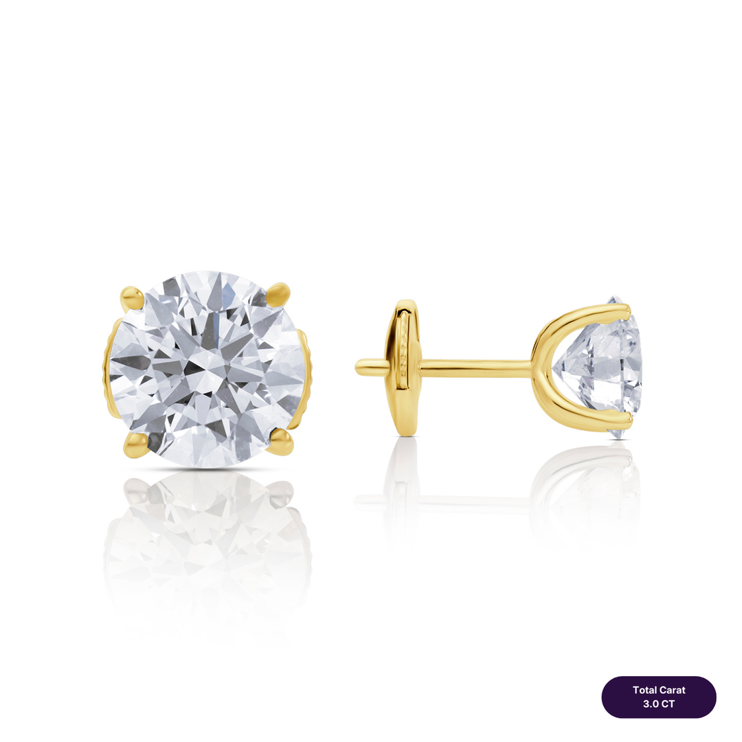 Solitaire Stud Lab Diamond Earrings Round