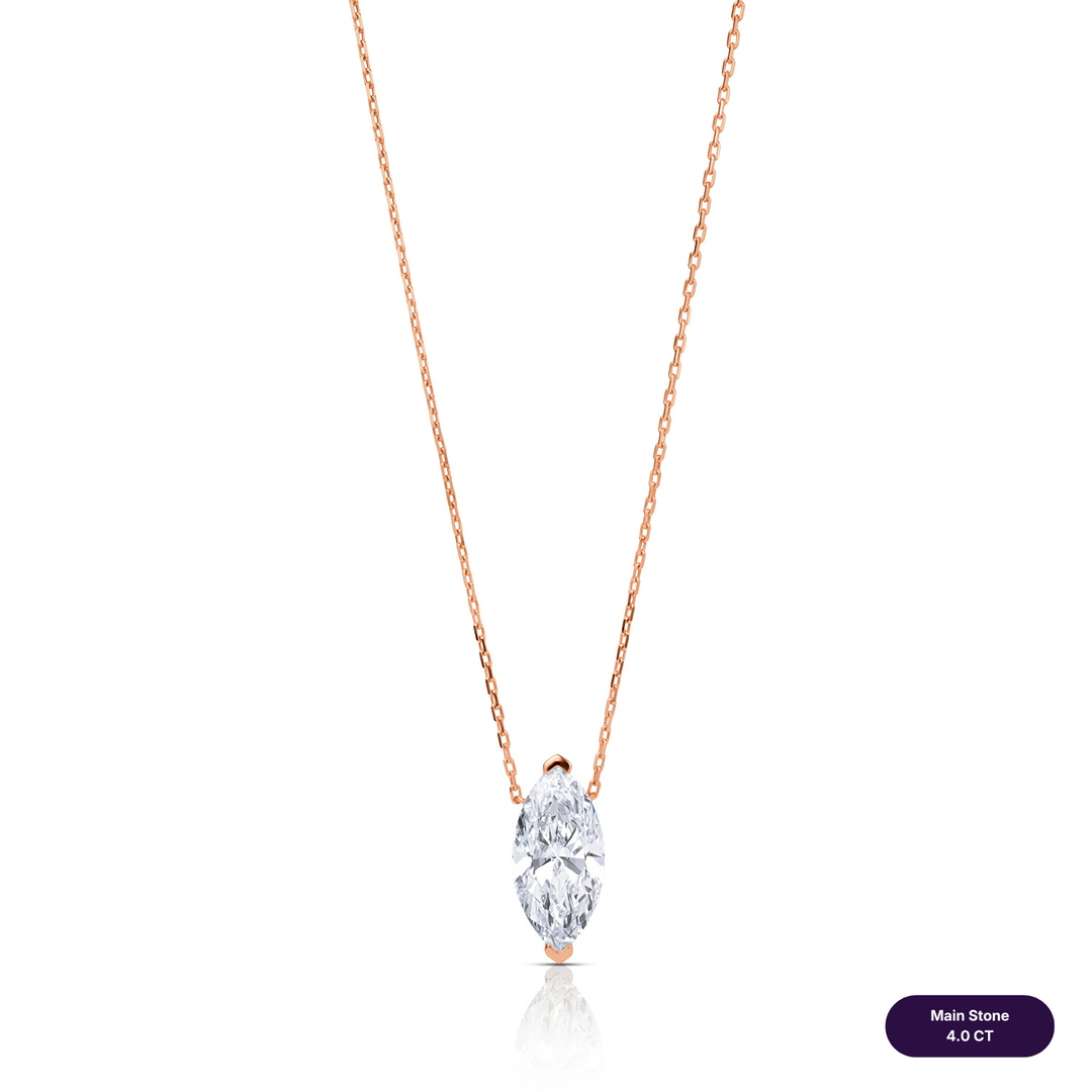 Solitaire Lab Diamond Necklace Marquise