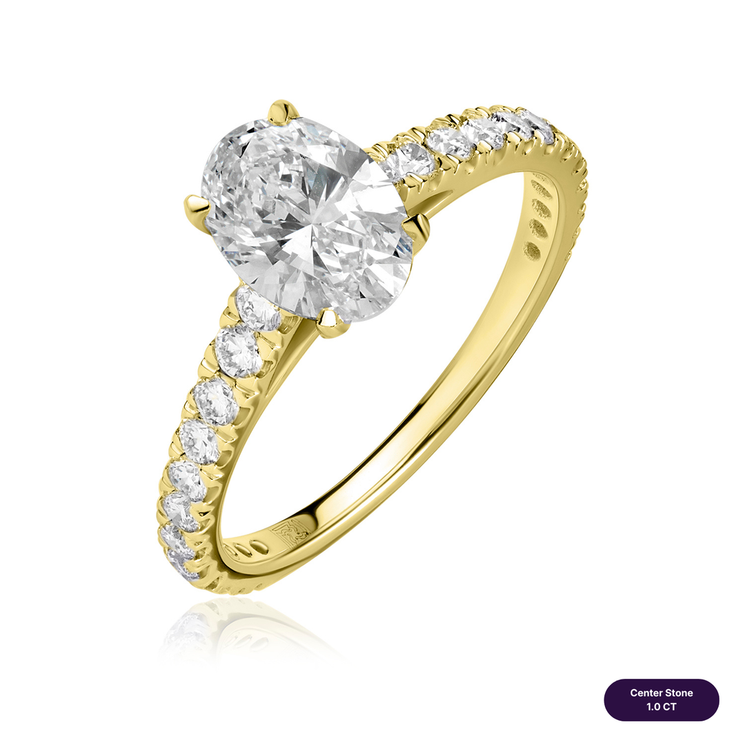 Solitaire Pave Lab Diamond Ring Oval