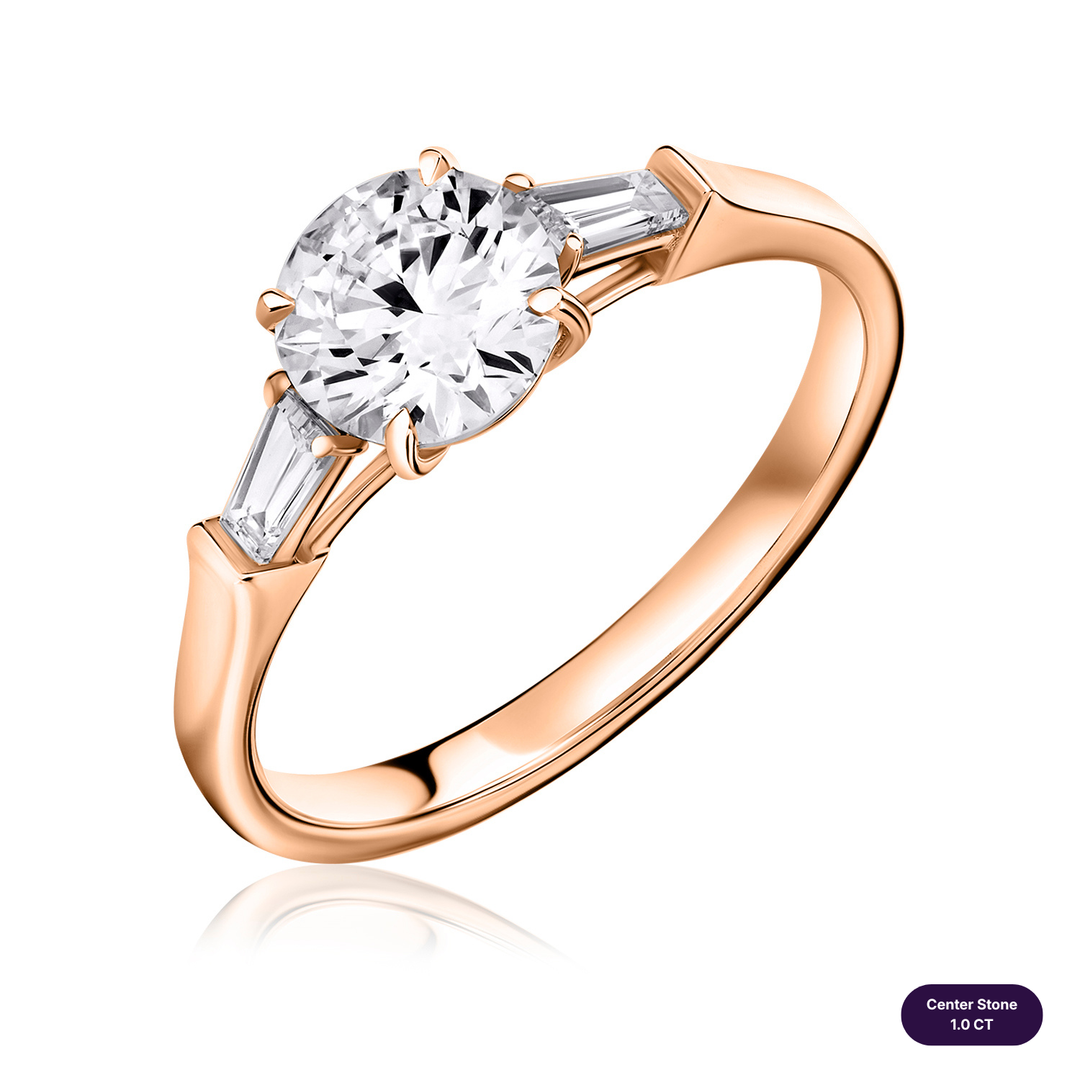Three-Stones Lab Diamond Ring Round with Tapered