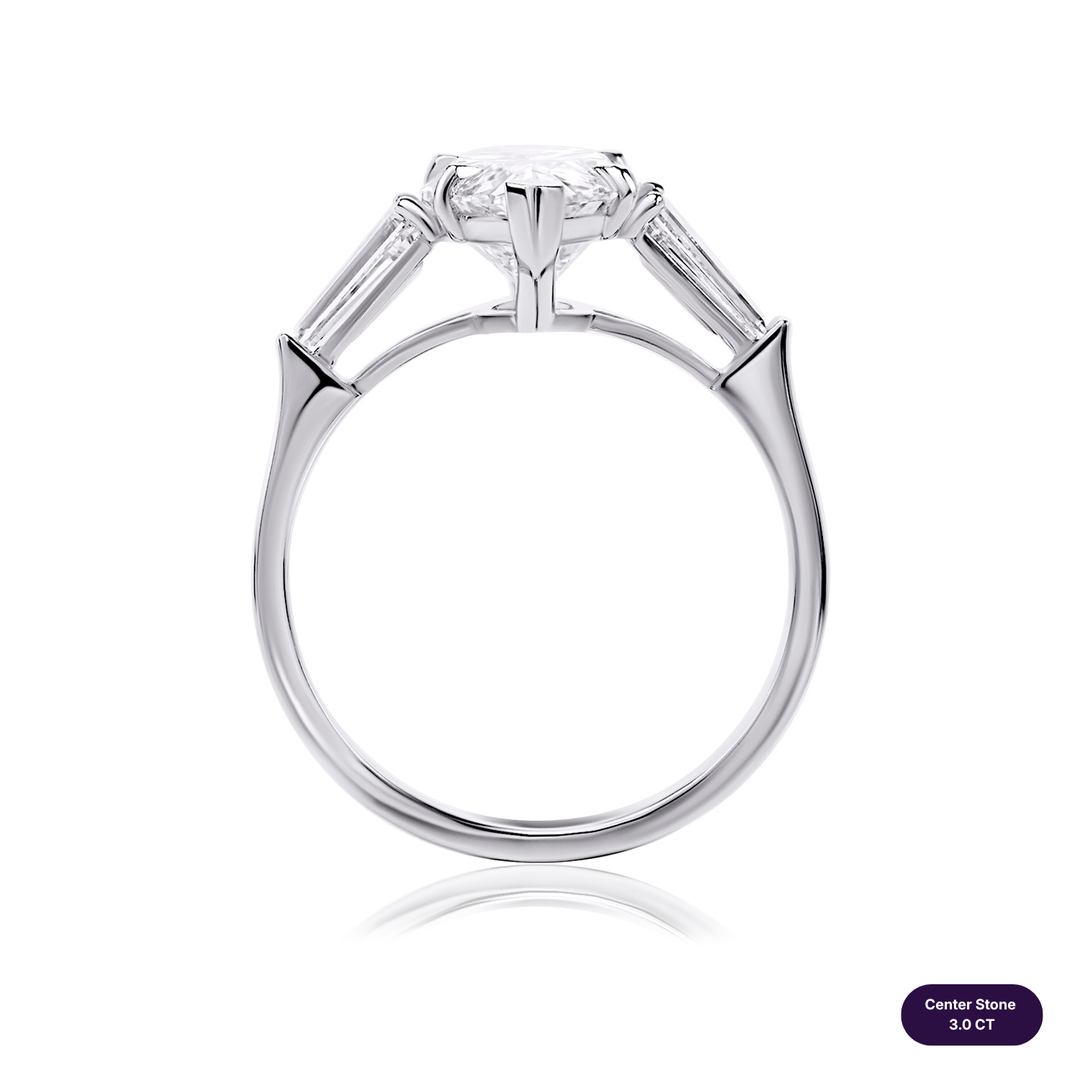 Three-Stones Lab Diamond Ring Marquise with Tapered