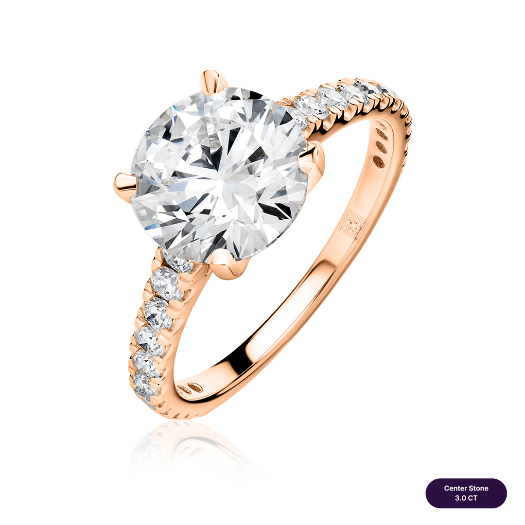 Solitaire Pave Lab Diamond Ring Round