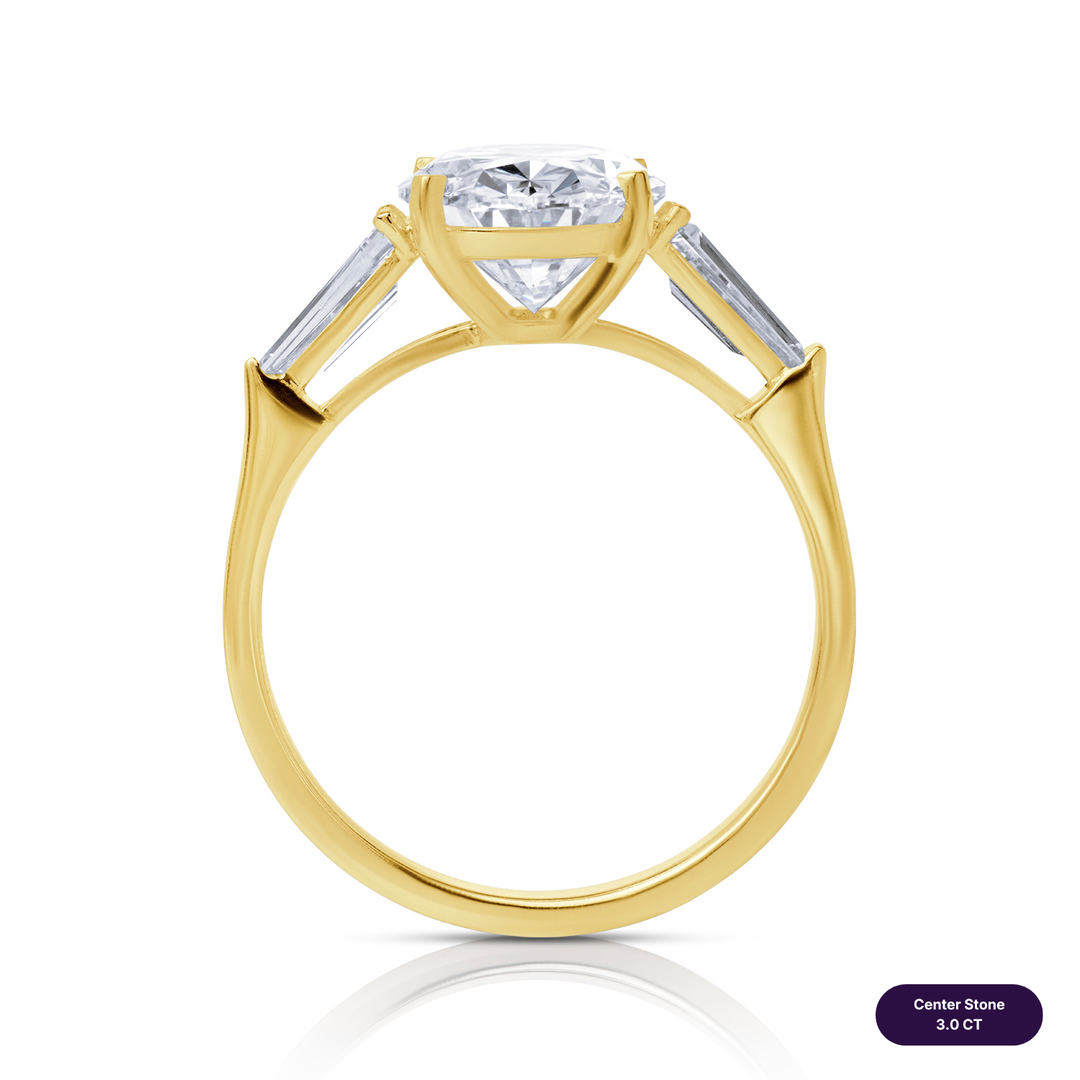 Three-Stones Lab Diamond Ring Oval with Tapered