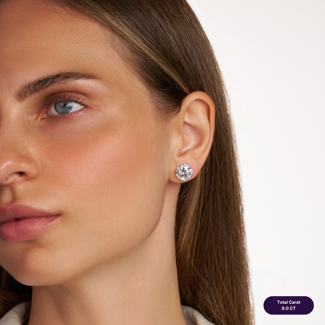 Solitaire Stud Lab Diamond Earrings Round