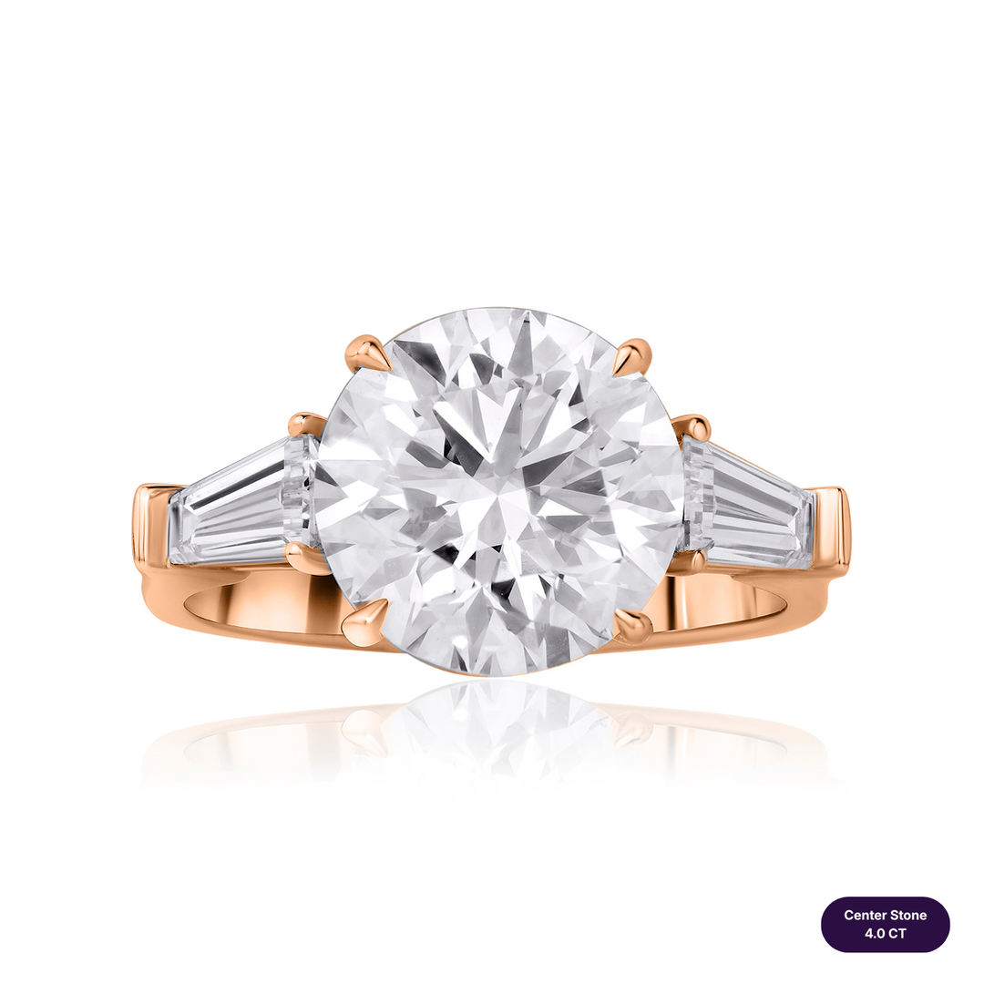 Three-Stones Lab Diamond Ring Round with Tapered