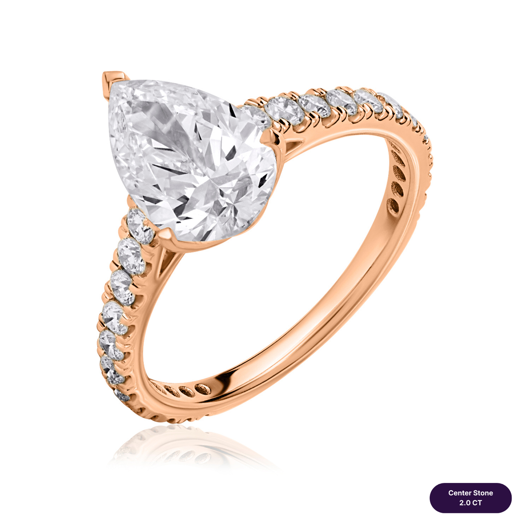 Solitaire Pave Lab Diamond Ring Pear