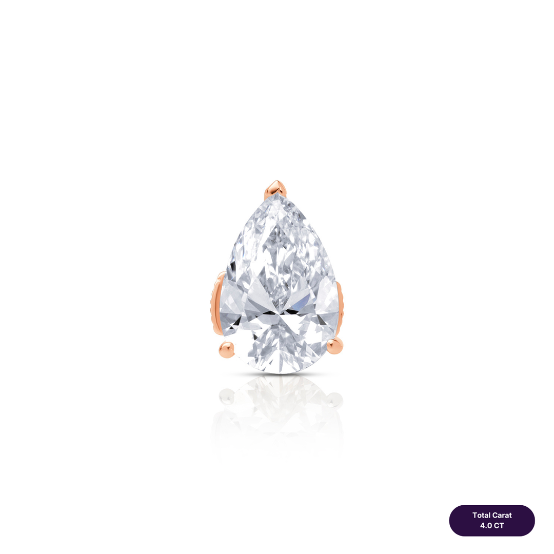 Solitaire Stud Lab Diamond Earrings Pear