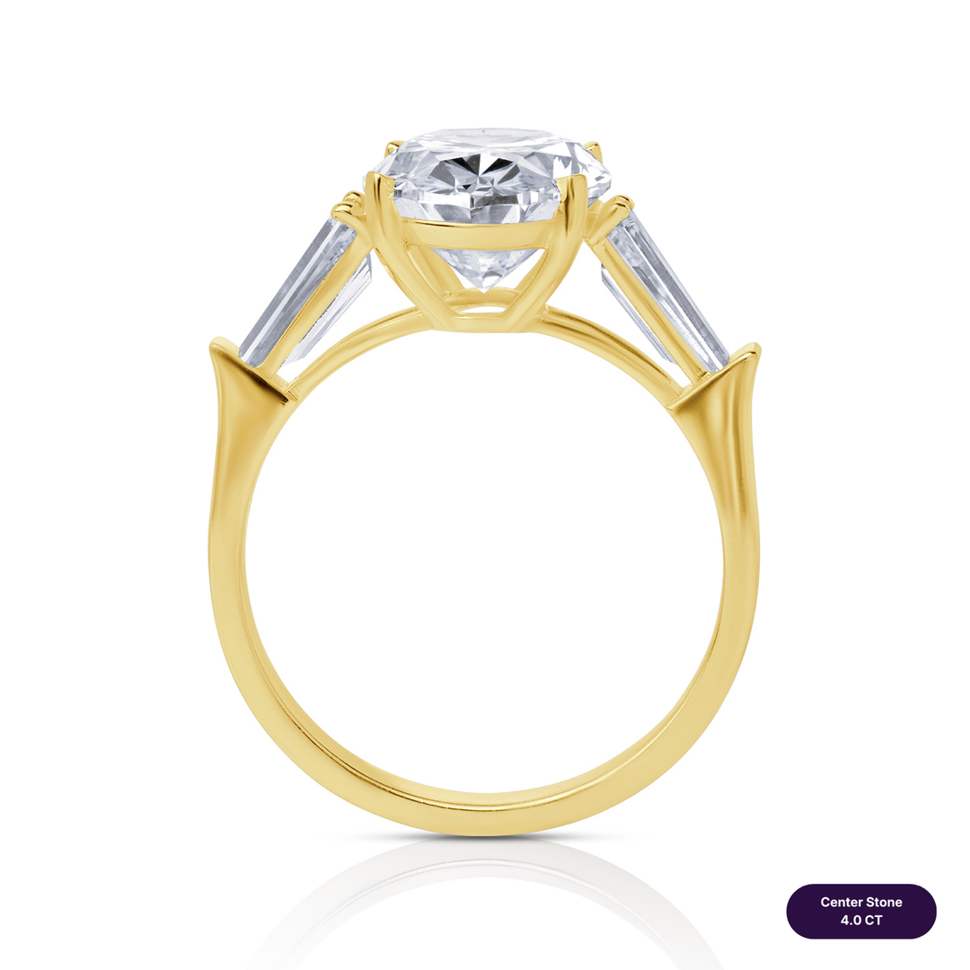 Three-Stones Lab Diamond Ring Oval with Tapered