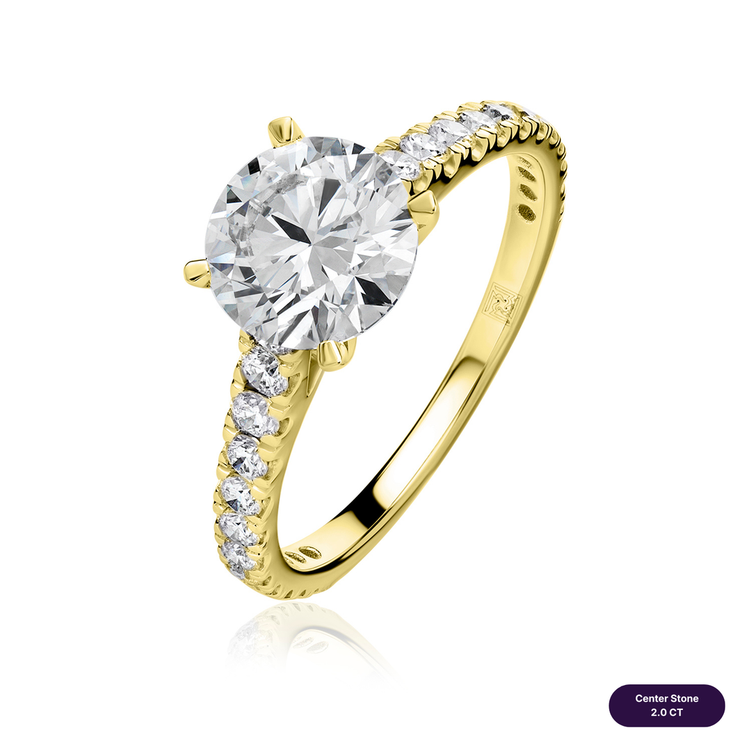 Solitaire Pave Lab Diamond Ring Round