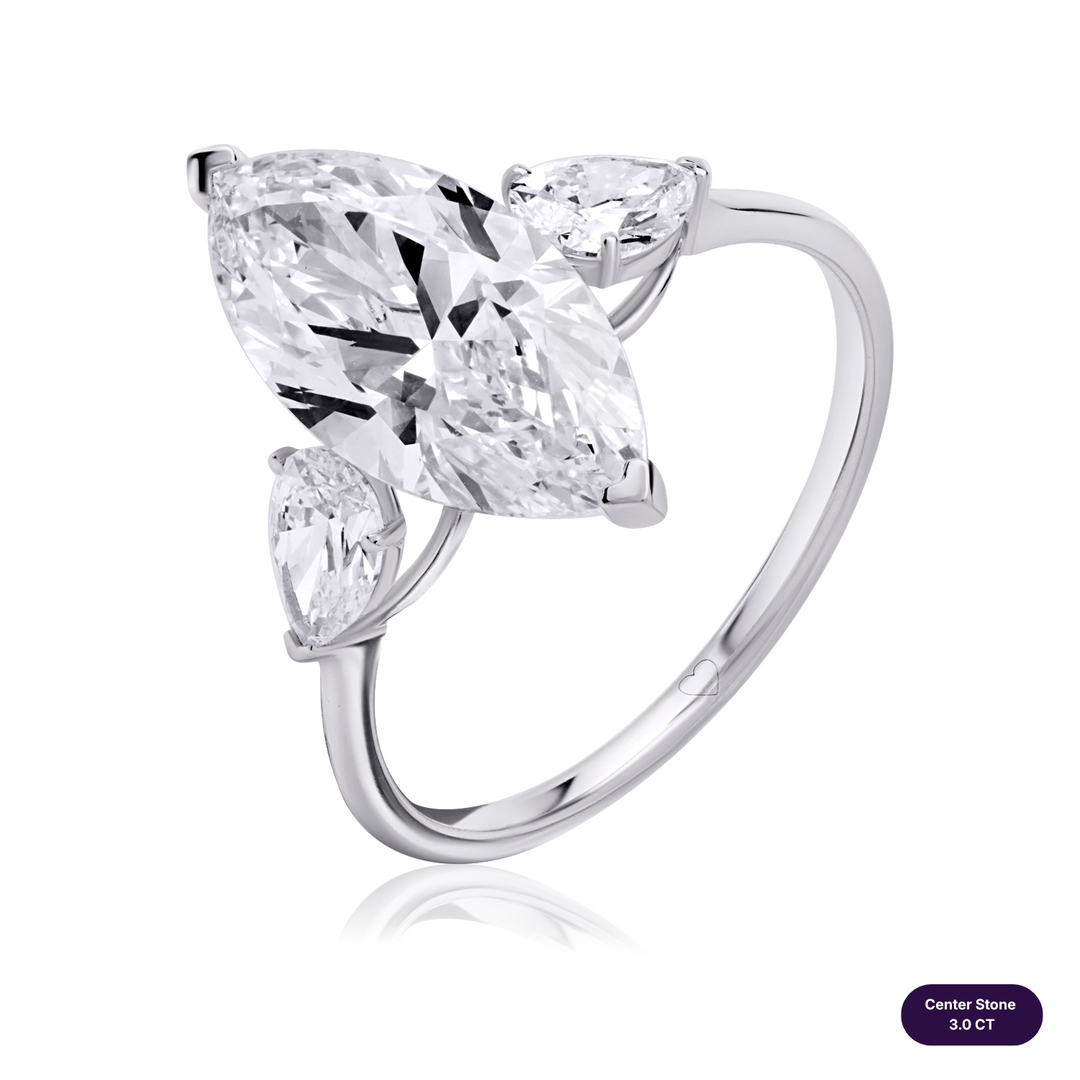 Three-Stones Lab Diamond Ring Marquise