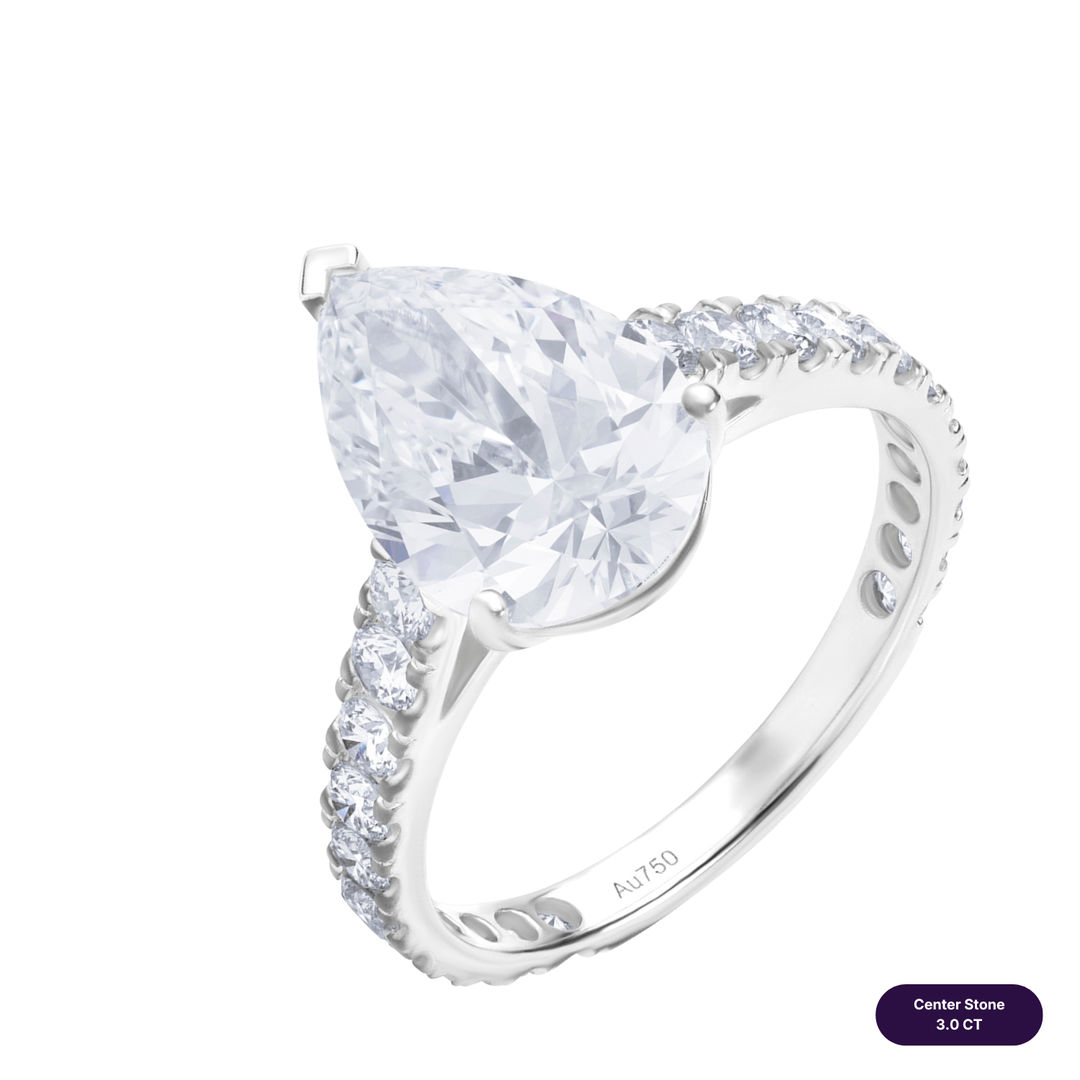 Solitaire Pave Lab Diamond Ring Pear