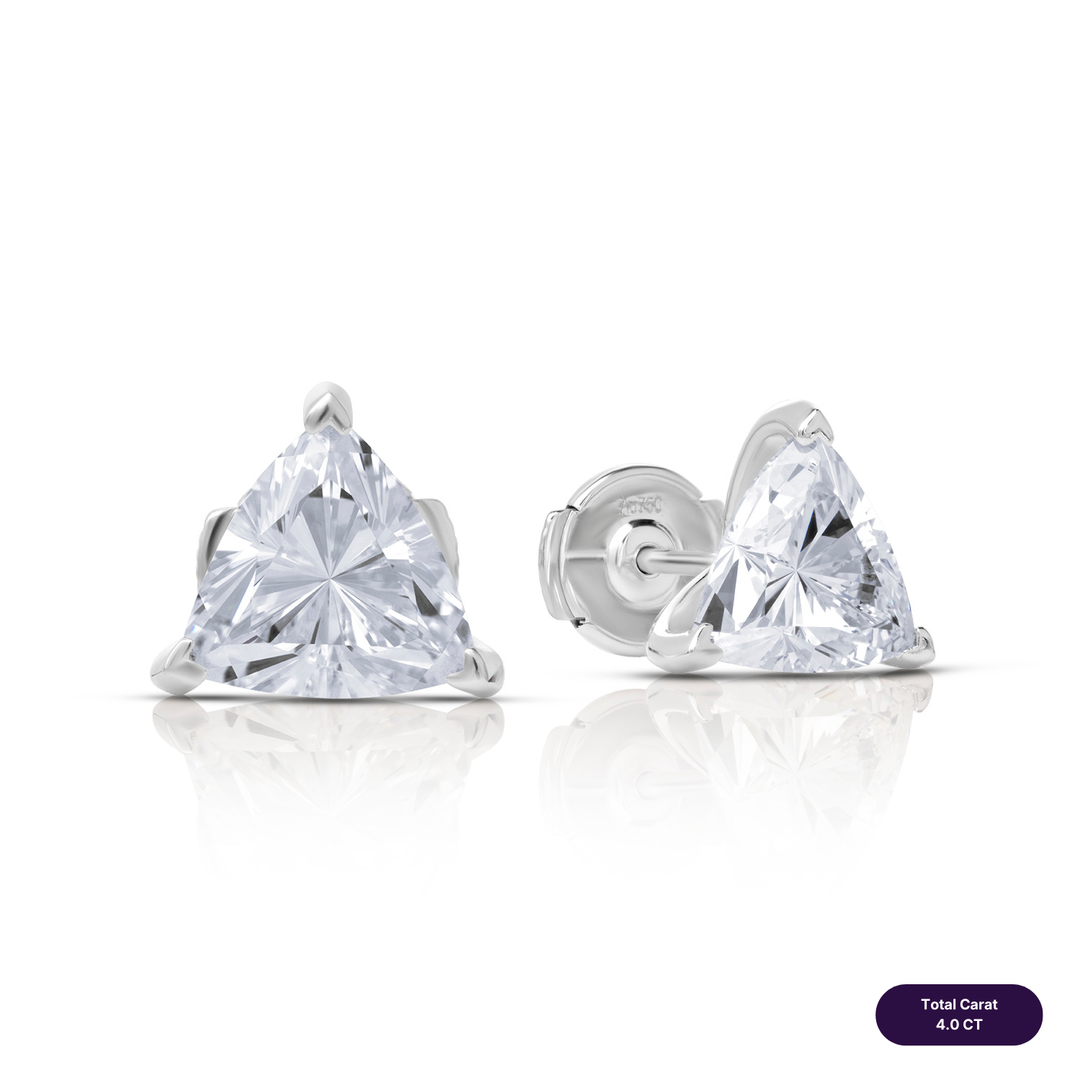 Solitaire Stud Lab Diamond Earrings Trilliant