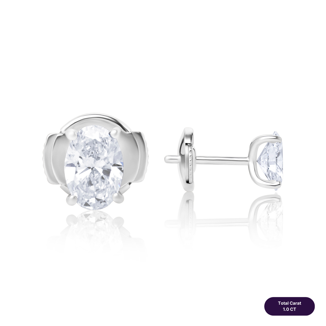 Solitaire Stud Lab Diamond Earrings Oval