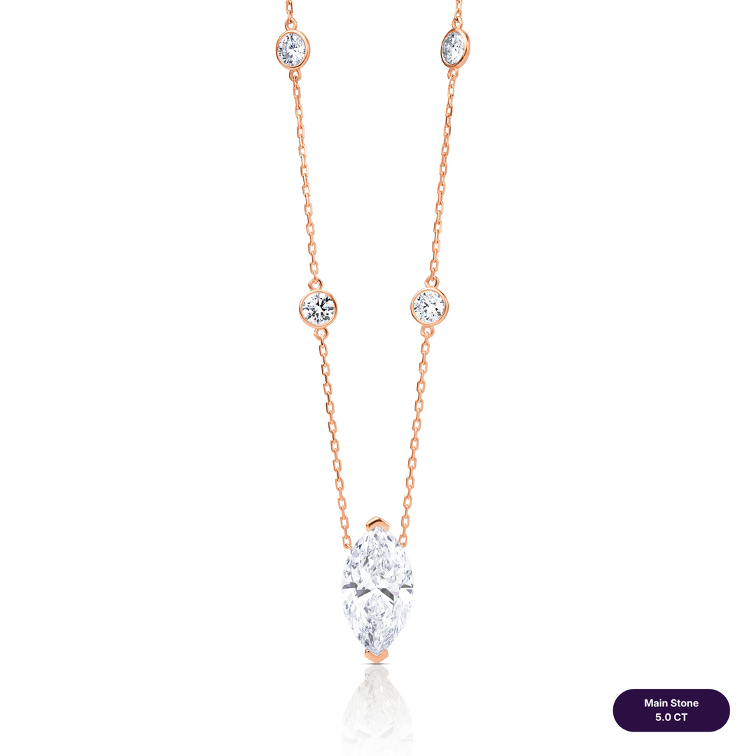 Solitaire Lab Diamond Necklace Marquise with Round