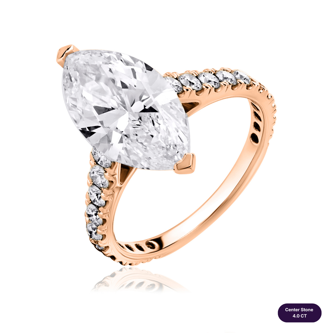 Solitaire Pave Lab Diamond Ring Marquise