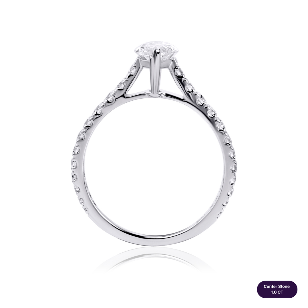 Solitaire Pave Lab Diamond Ring Marquise
