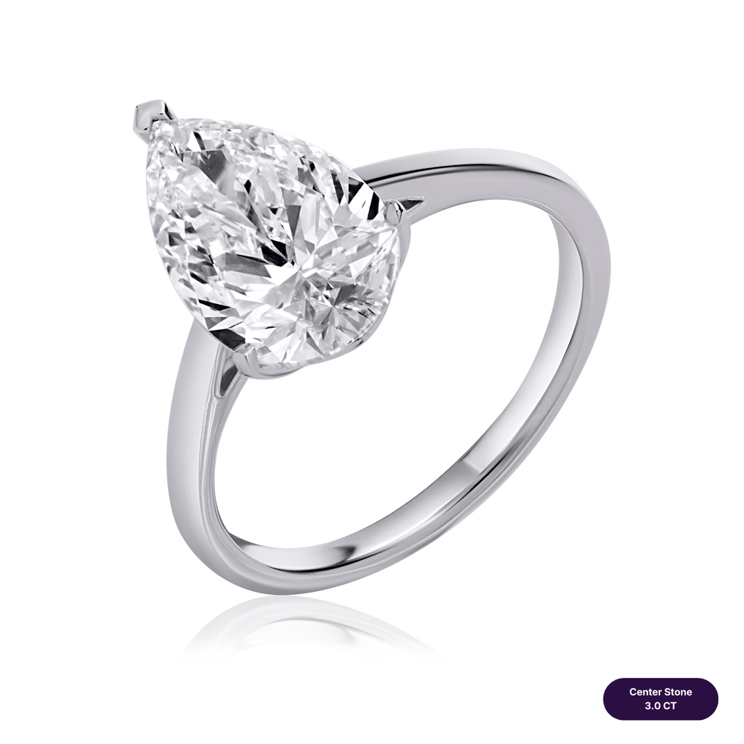 Solitaire Lab Diamond Ring Pear