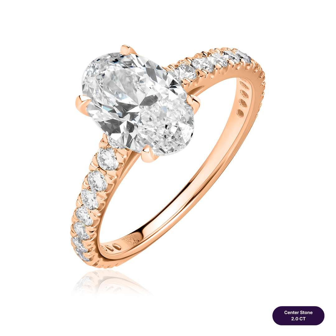 Solitaire Pave Lab Diamond Ring Oval