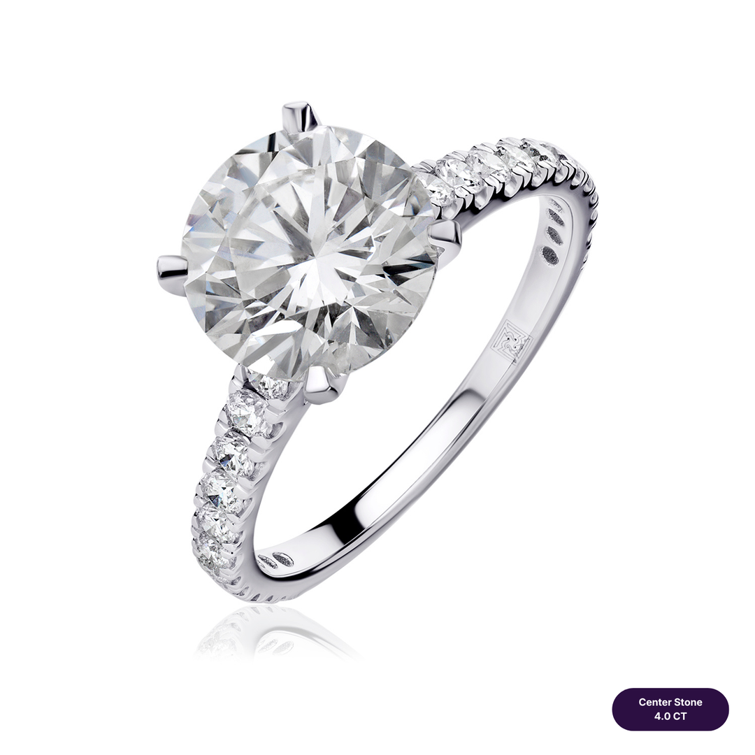 Solitaire Pave Lab Diamond Ring Round