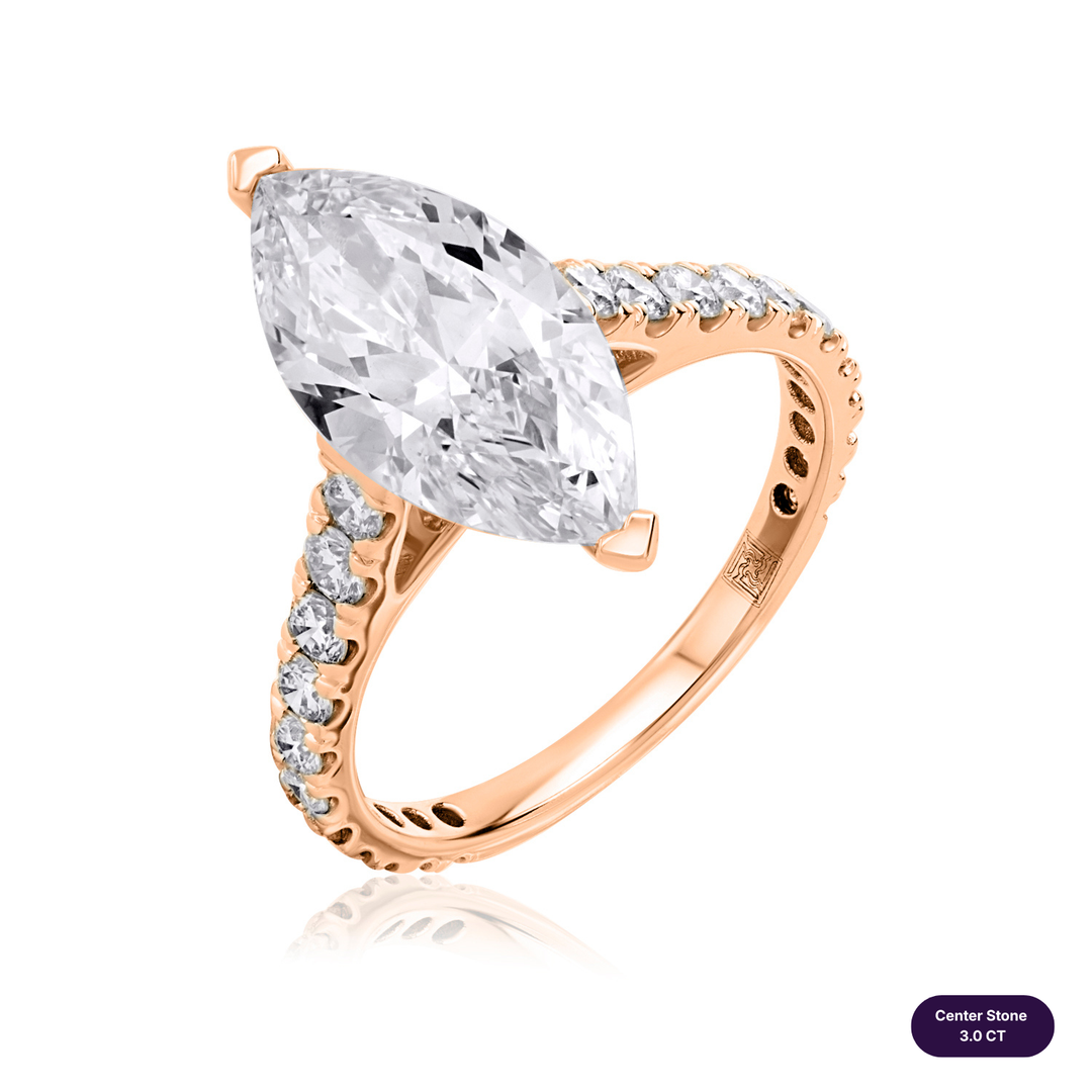 Solitaire Pave Lab Diamond Ring Marquise