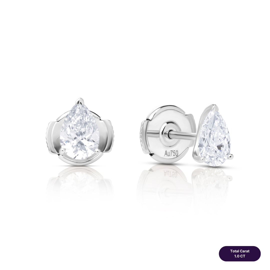 Solitaire Stud Lab Diamond Earrings Pear