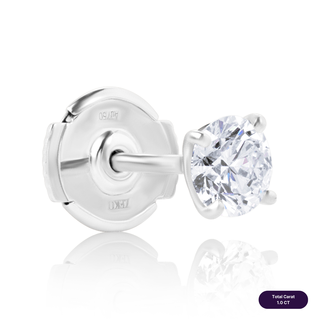 Solitaire Stud Lab Diamond Earrings Round