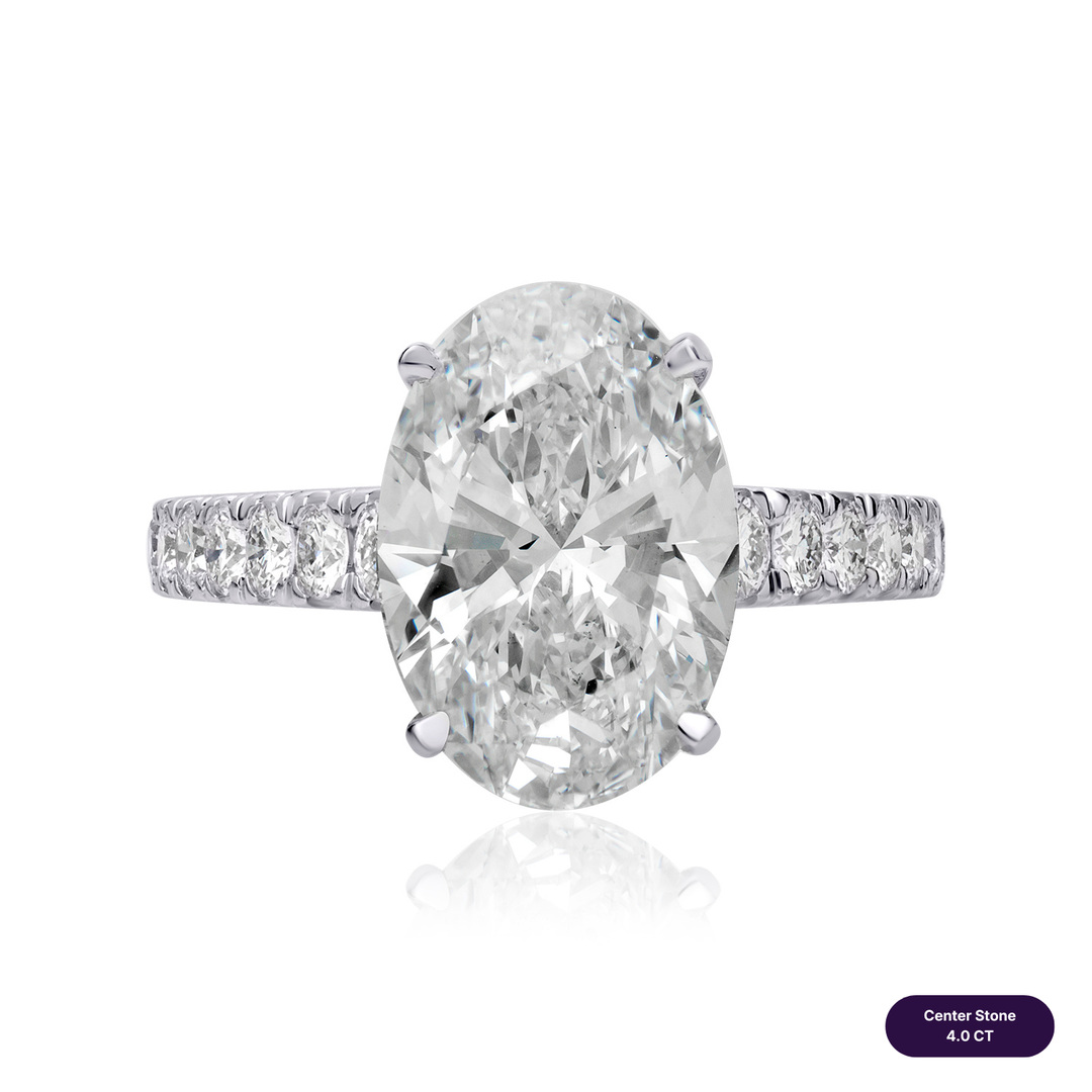 Solitaire Pave Lab Diamond Ring Oval