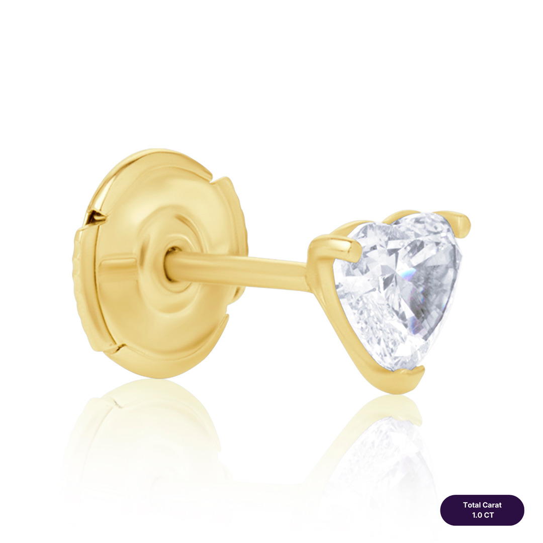 Solitaire Stud Lab Diamond Earrings Heart