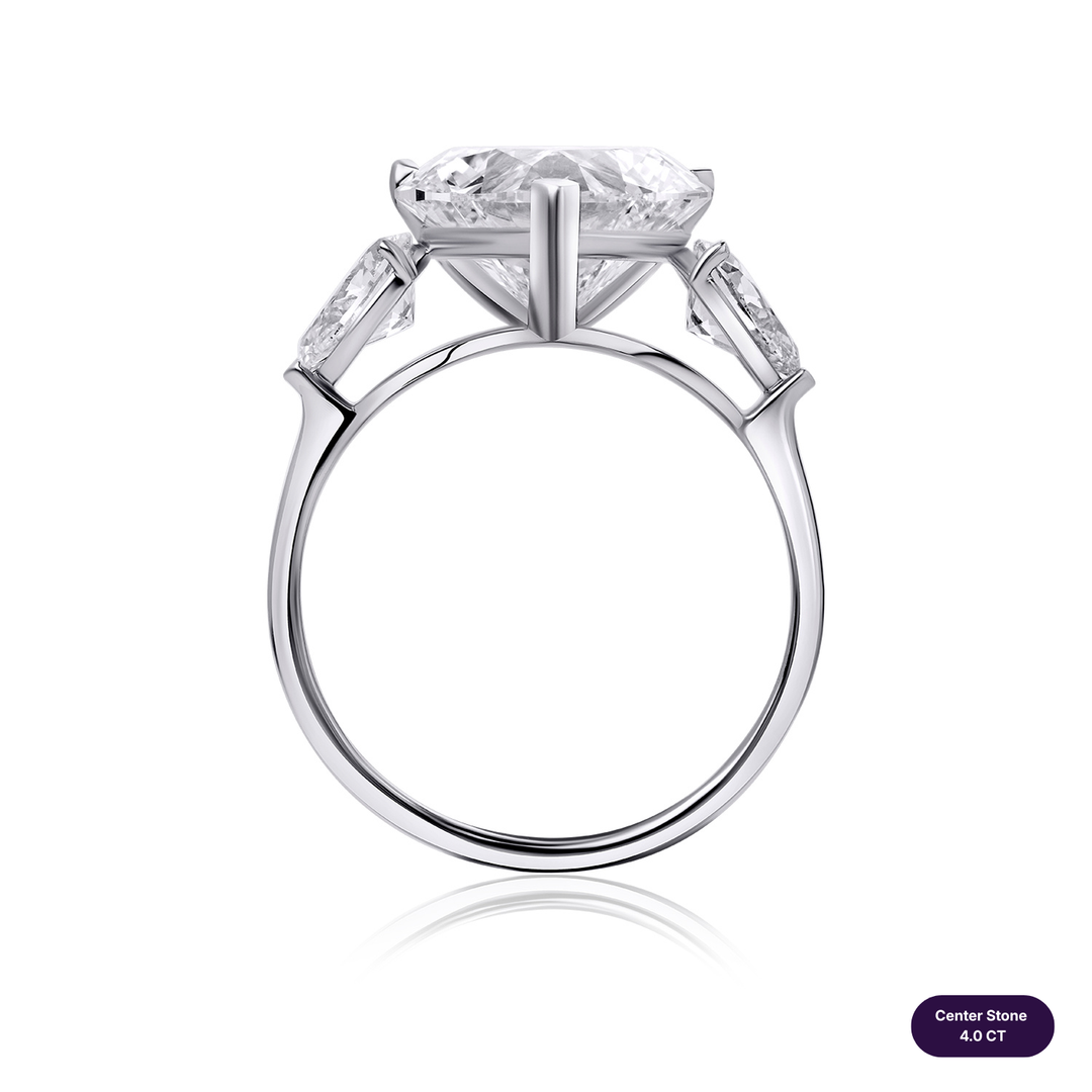 Three-Stones Lab Diamond Ring Heart