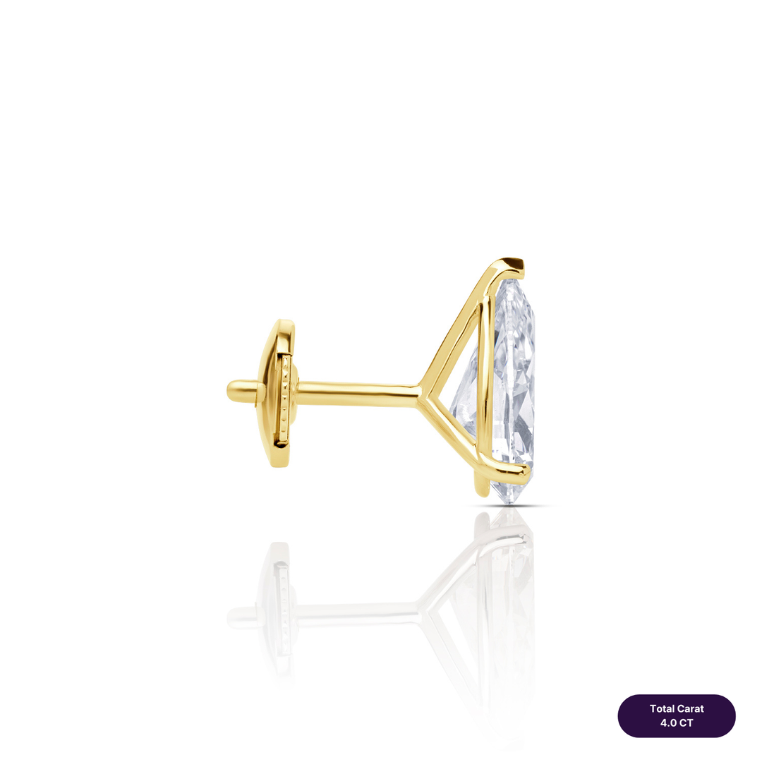 Solitaire Stud Lab Diamond Earrings Pear