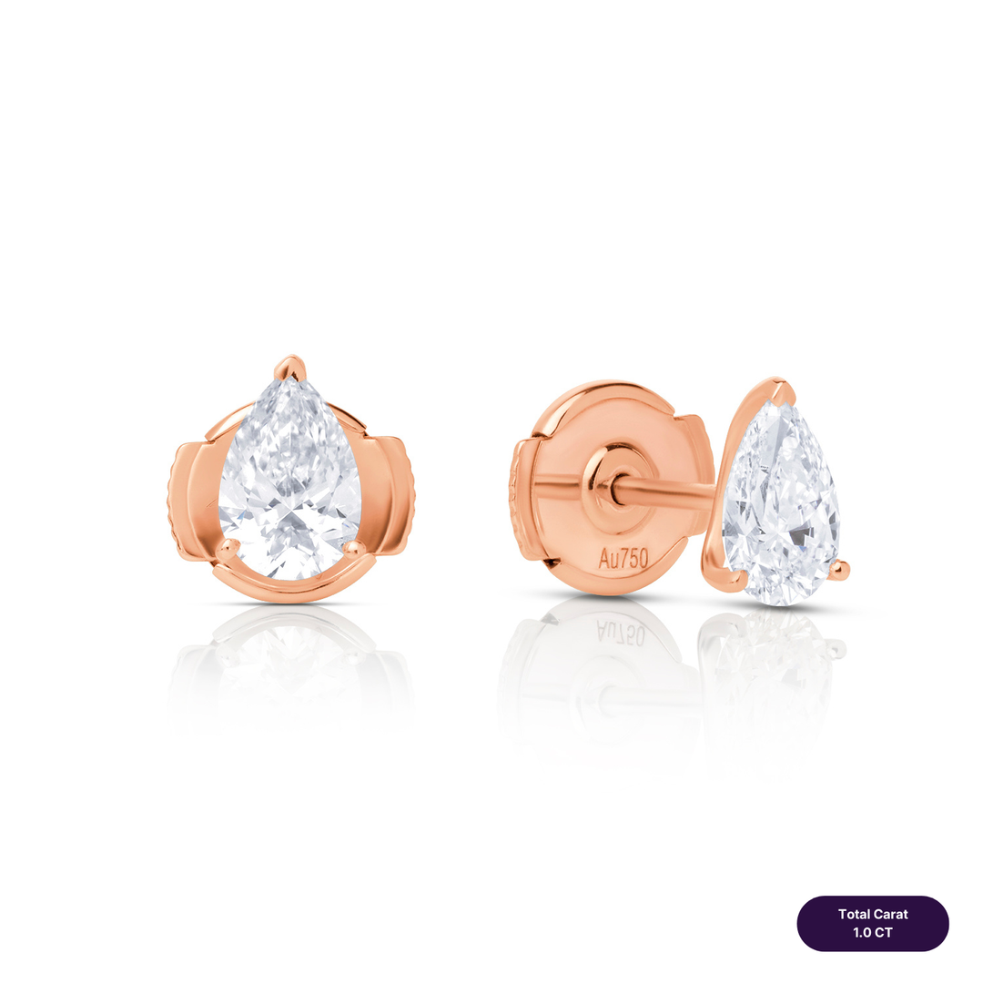 Solitaire Stud Lab Diamond Earrings Pear