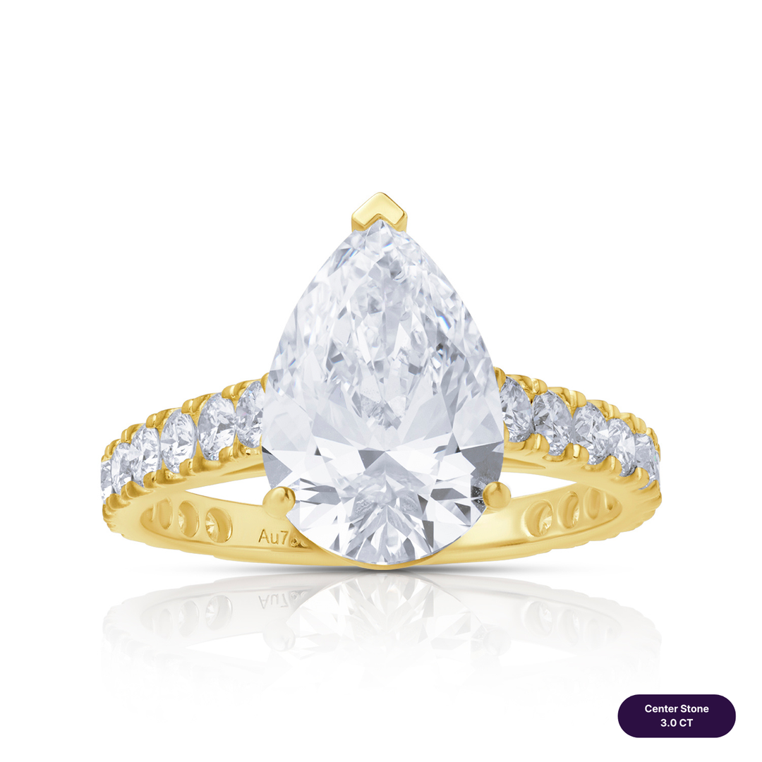 Solitaire Pave Lab Diamond Ring Pear