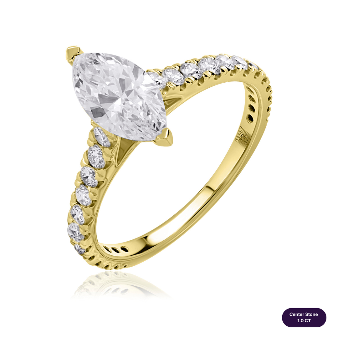 Solitaire Pave Lab Diamond Ring Marquise