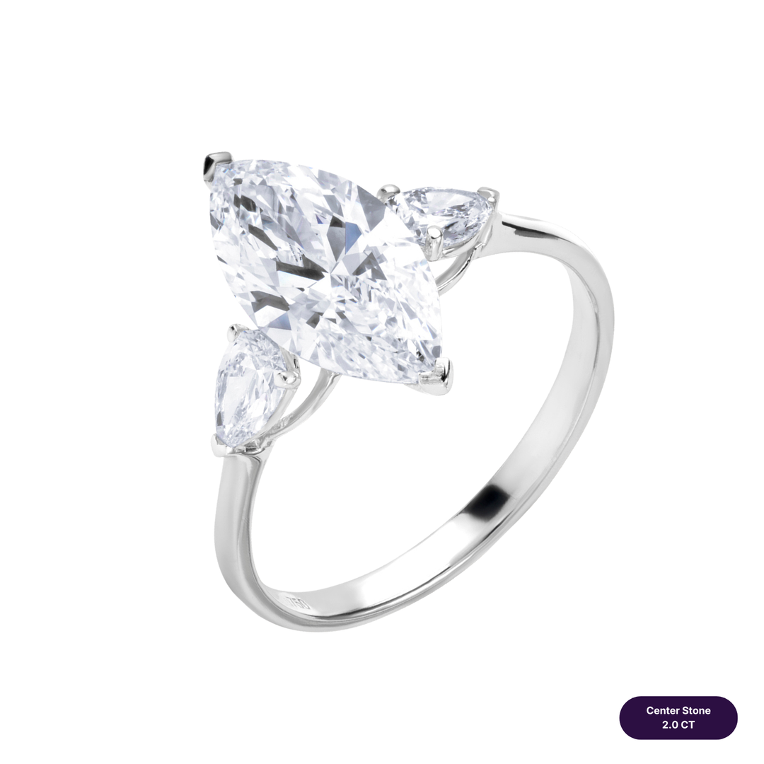 Three-Stones Lab Diamond Ring Marquise