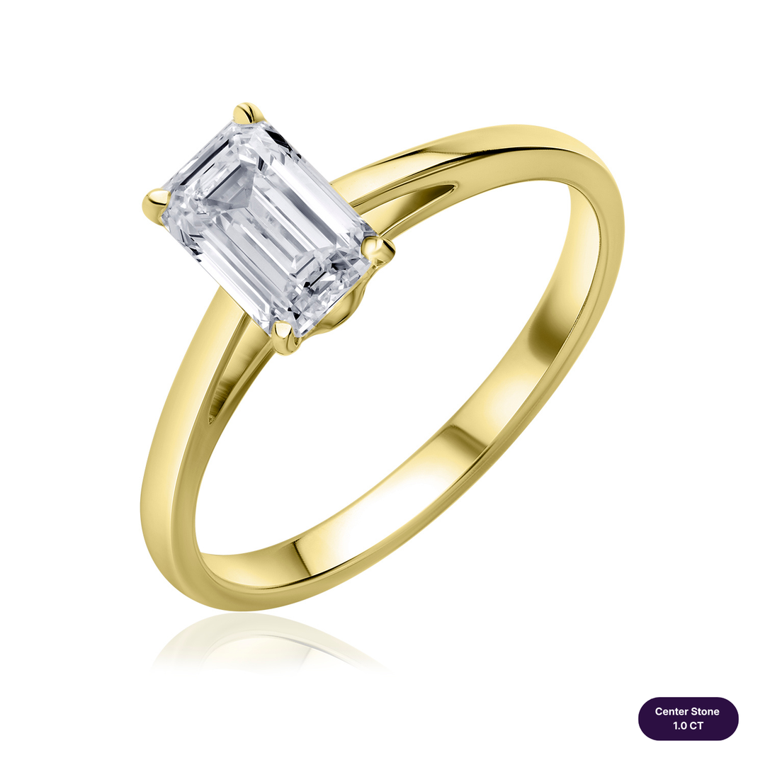 Solitaire Lab Diamond Ring Emerald