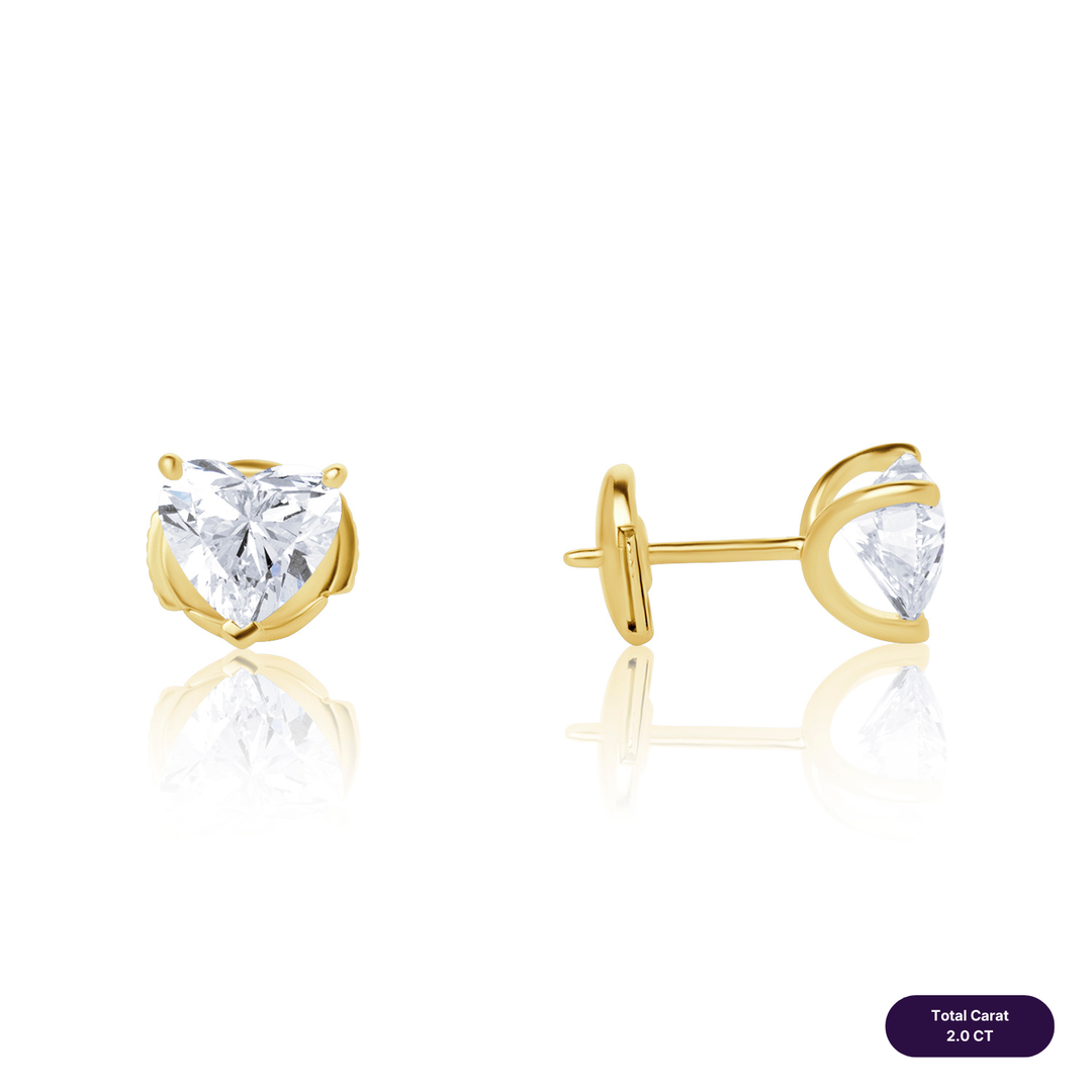 Solitaire Stud Lab Diamond Earrings Heart