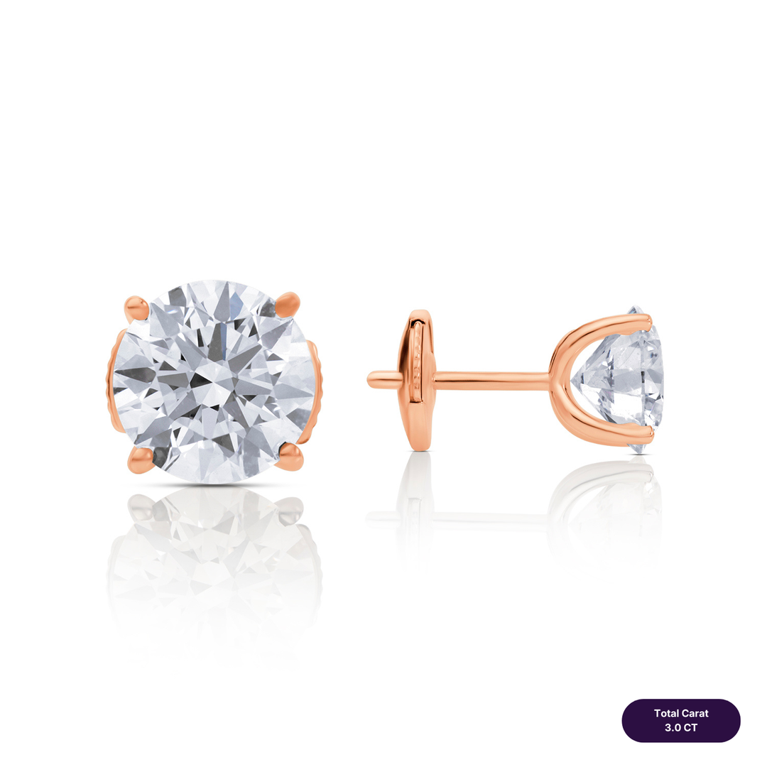 Solitaire Stud Lab Diamond Earrings Round
